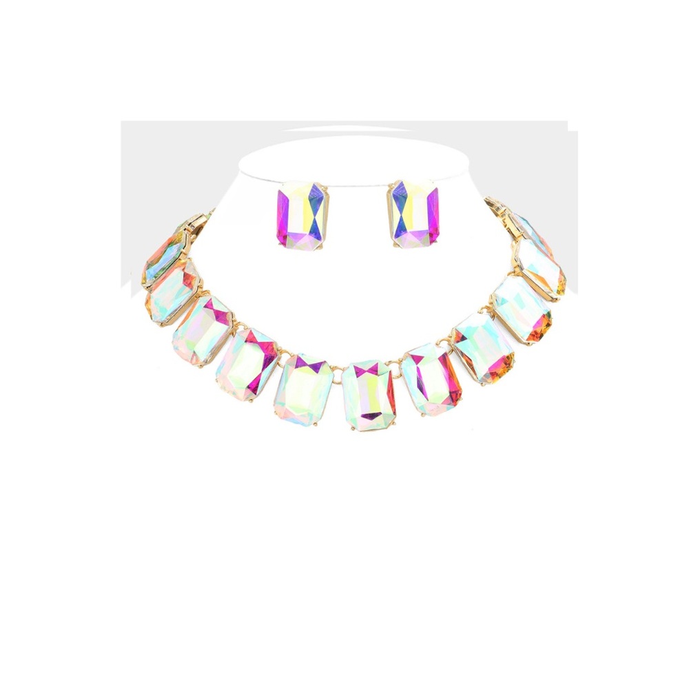 Iridescent Crystal Necklace and Earring Set